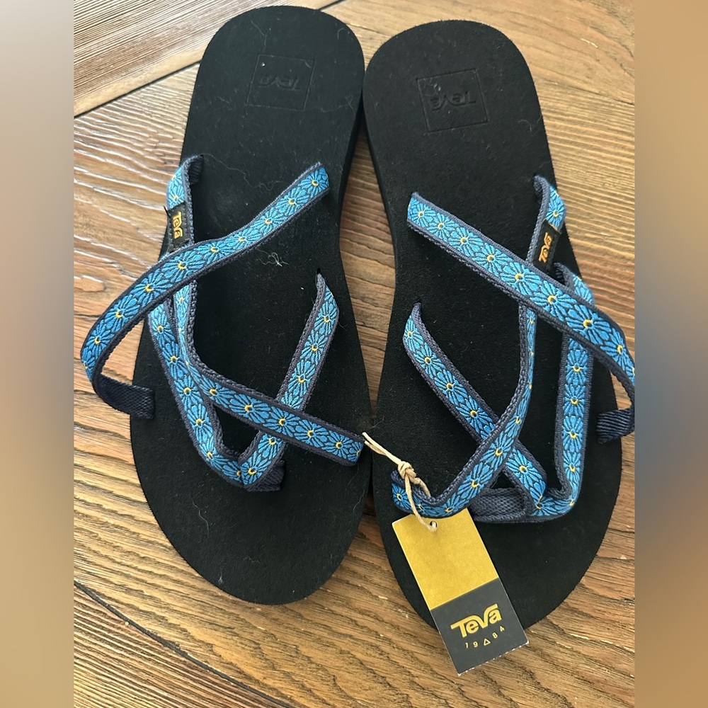 Teva Floral Blue and Black Sandals